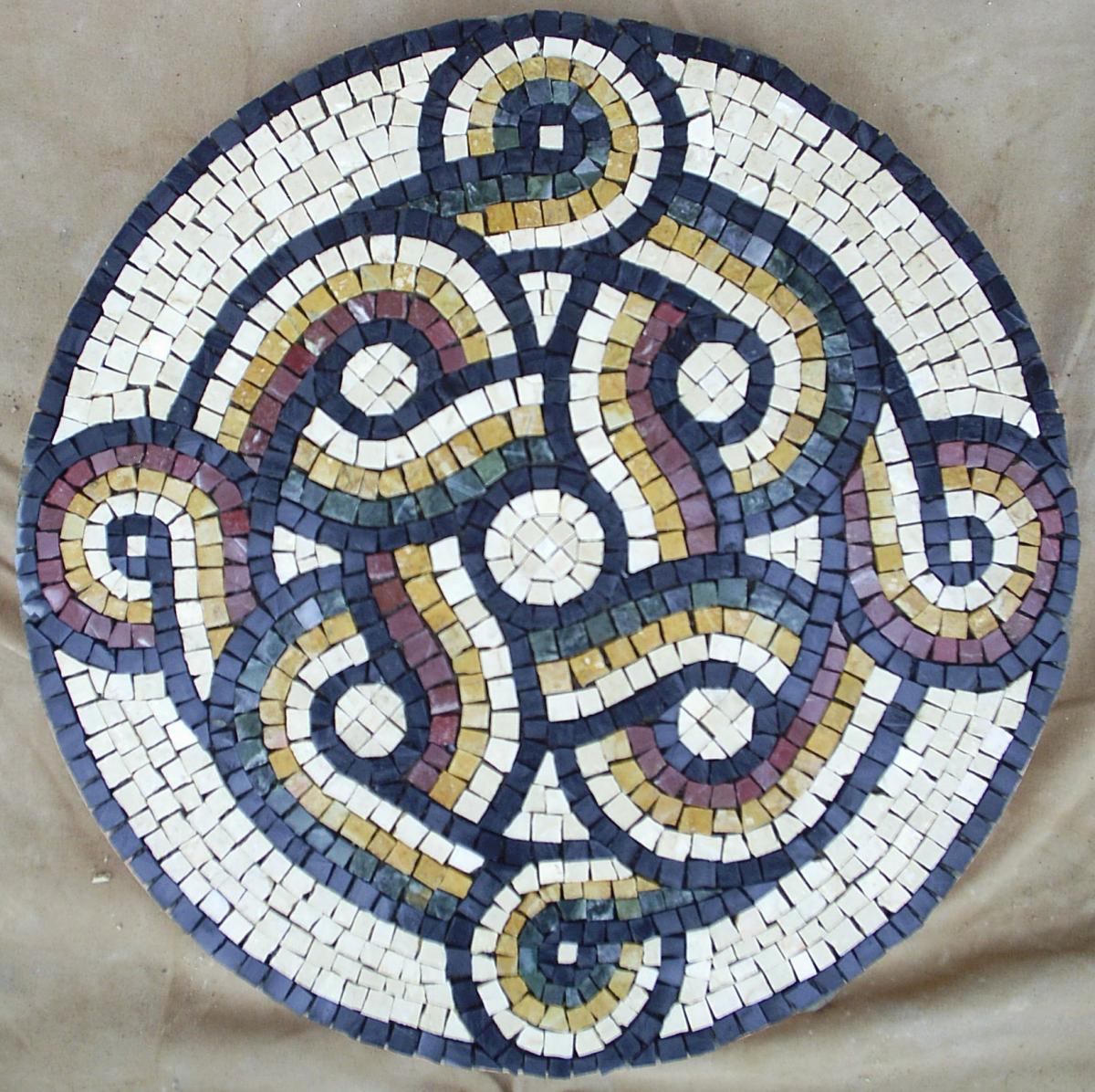 Copy of a Roman marble mosaic on a paving slab. 44cm diameter