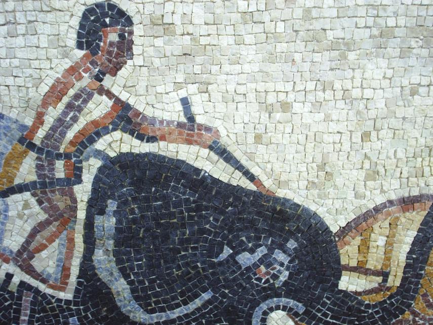Detail from Bull and Elephant mosaic (5mm tesserae)