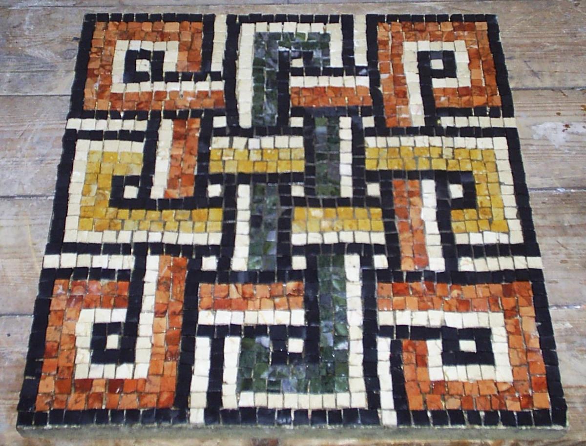 square set knot from a Roman mosaic. 400mm x 400mm paving slab.