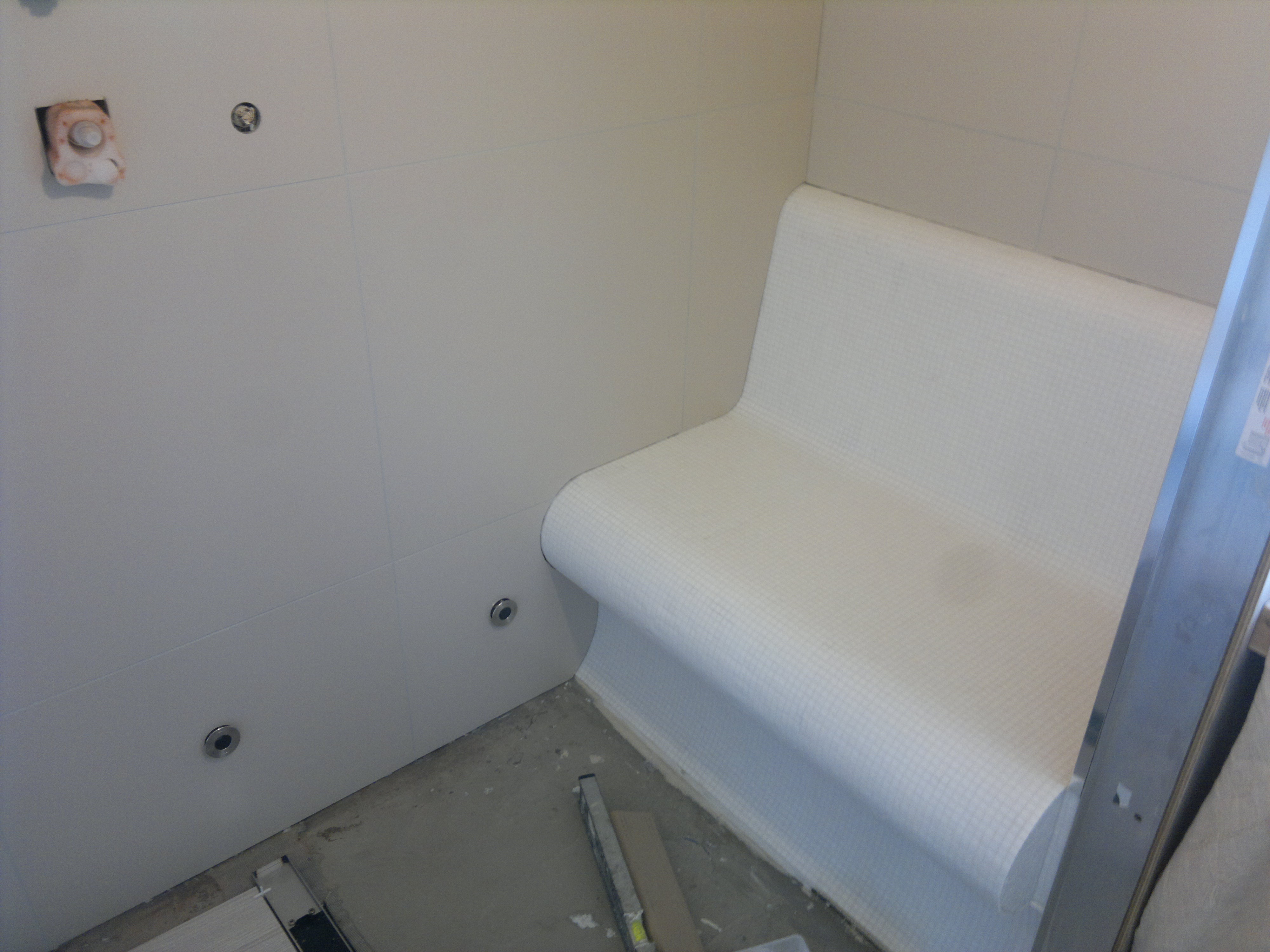 wedi seat in steam room