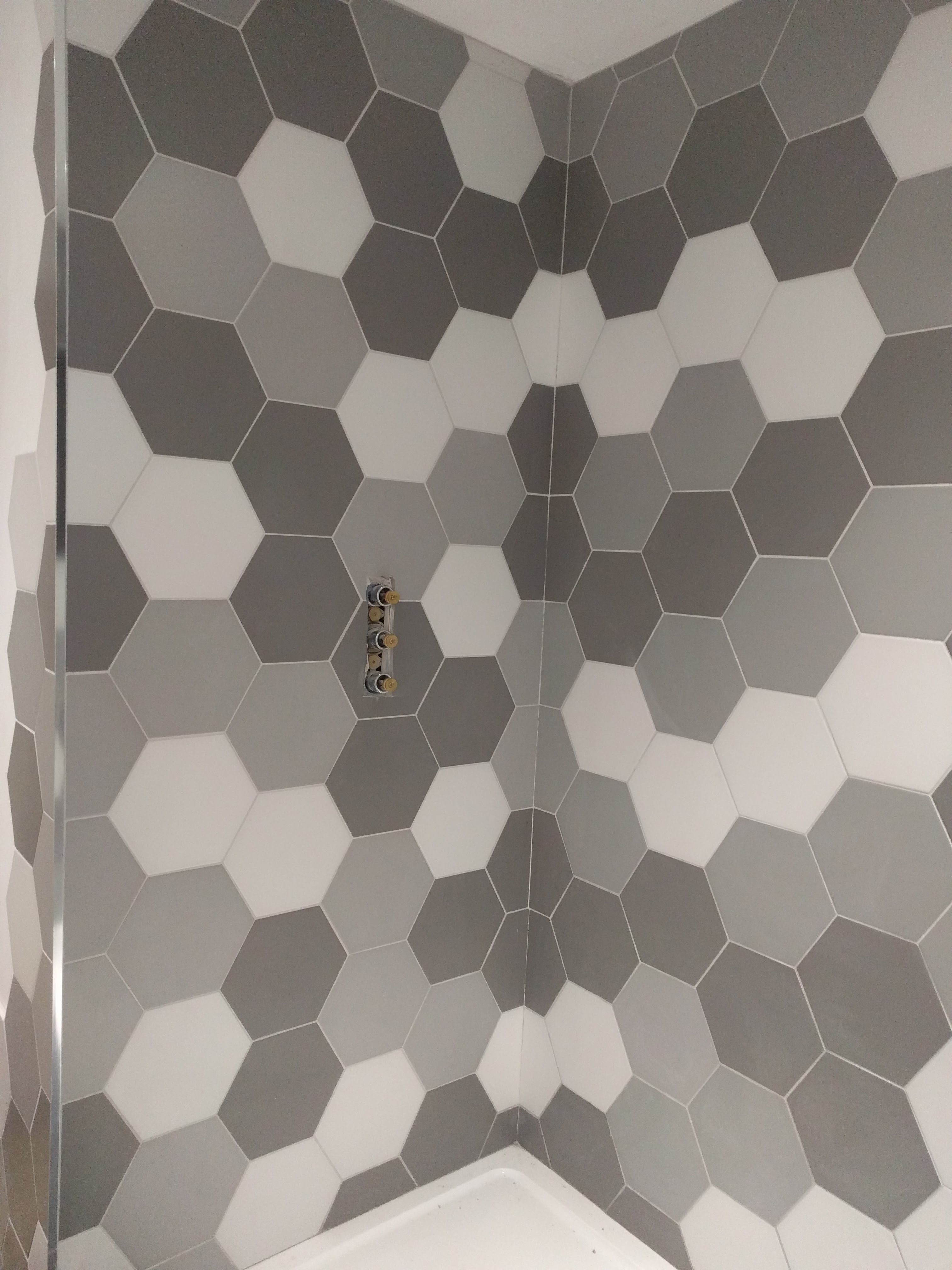 Hex Tiles Shower Wall